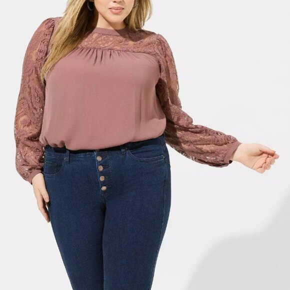 Torrid Pink Long Sleeve Relaxed Blouse - Picture 4 of 5